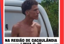 Jovem está desaparecido à três dias na área rural de Cacaulândia – RO